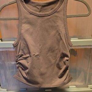Brown Sleeveless Ruched Tank Top